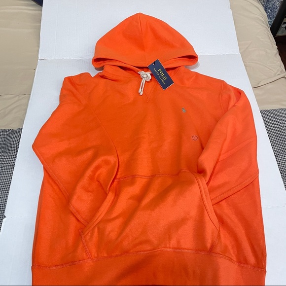 Polo by Ralph Lauren Orange Fleece hoodie Large. - Picture 3 of 6